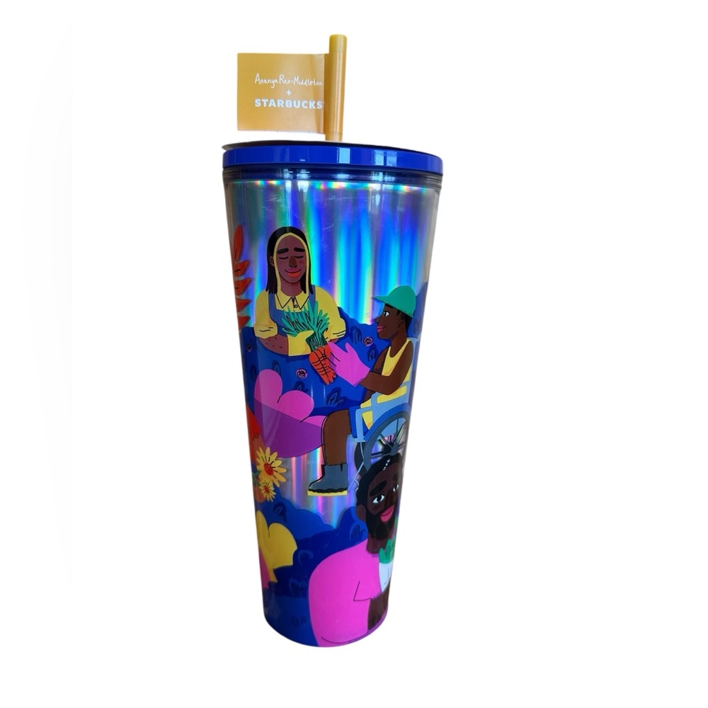 New Starbucks Anaya Rao Middleton Limited Edition Cold Tumbler Artist Floral 24